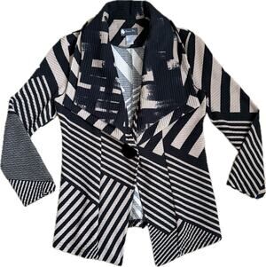 Damee Art to Wear Velvet Button Front Layered Jacket Blazer Women’s S Stripe